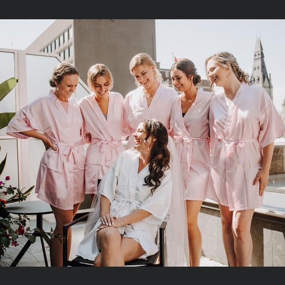 “Maid of Honor” Pink/Godl Robe, S - Picture 2 of 3